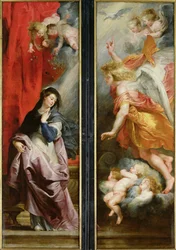 Die Verkündigung, von der Rückseite des Triptychons des Martyriums des hl. Stephanus, ca. 1617